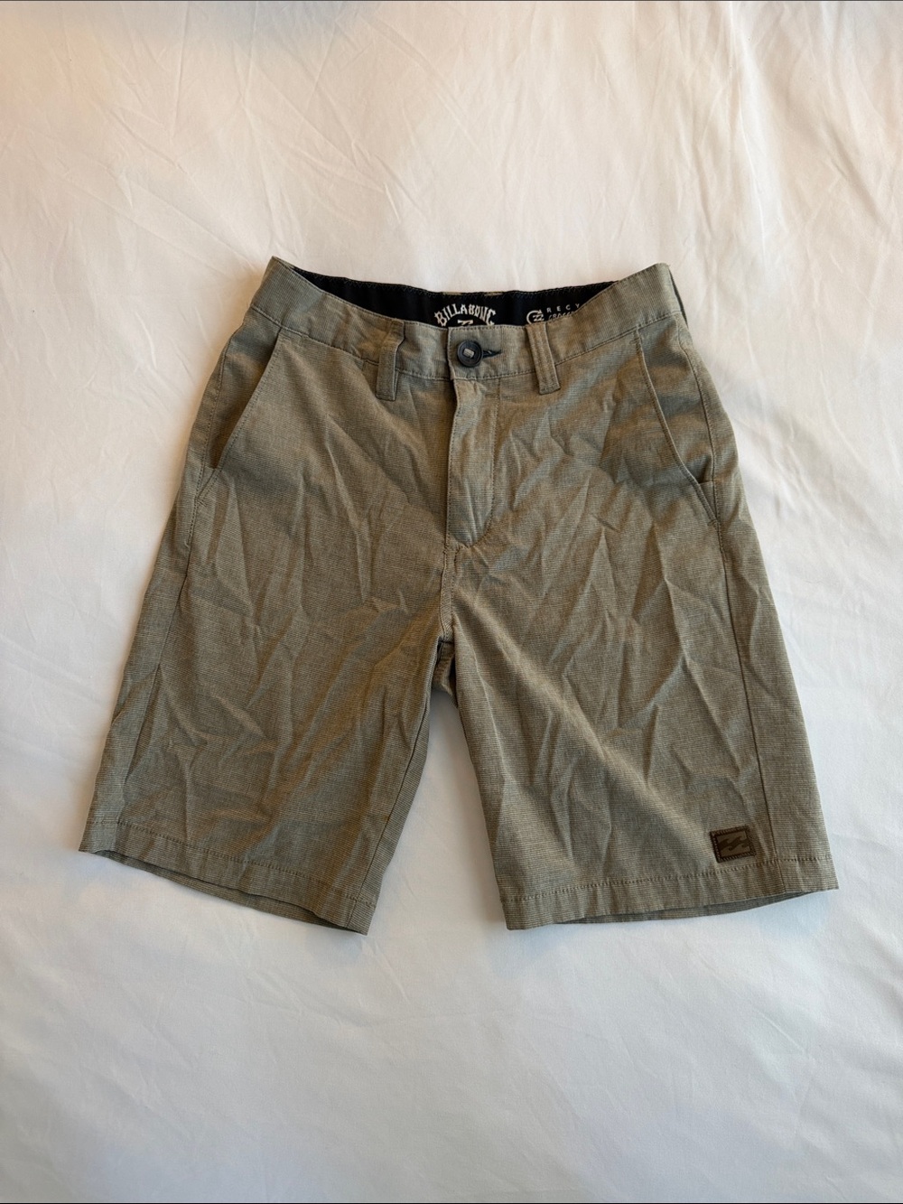 Billabong Olive/Taupe Kids' Stretch Flat-Front Shorts